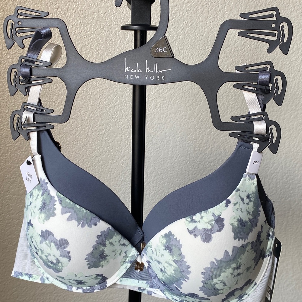 Nicole Miller Blue and White Floral Bra